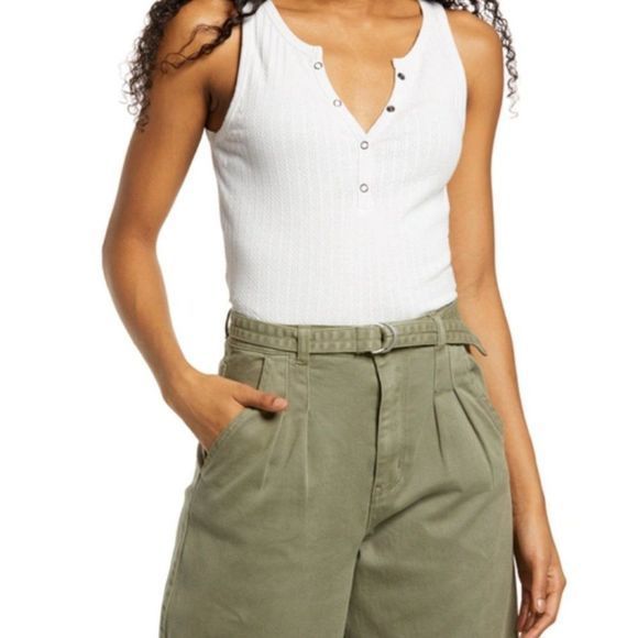 NWOT BP Rib Henley Tank in White (XL) - Picture 6 of 15
